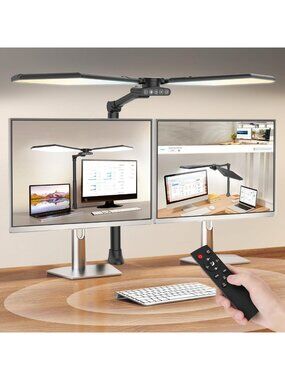 36W Dual-Head LED Desk Lamp with Clamp & Remote - Adjustable Architect Light